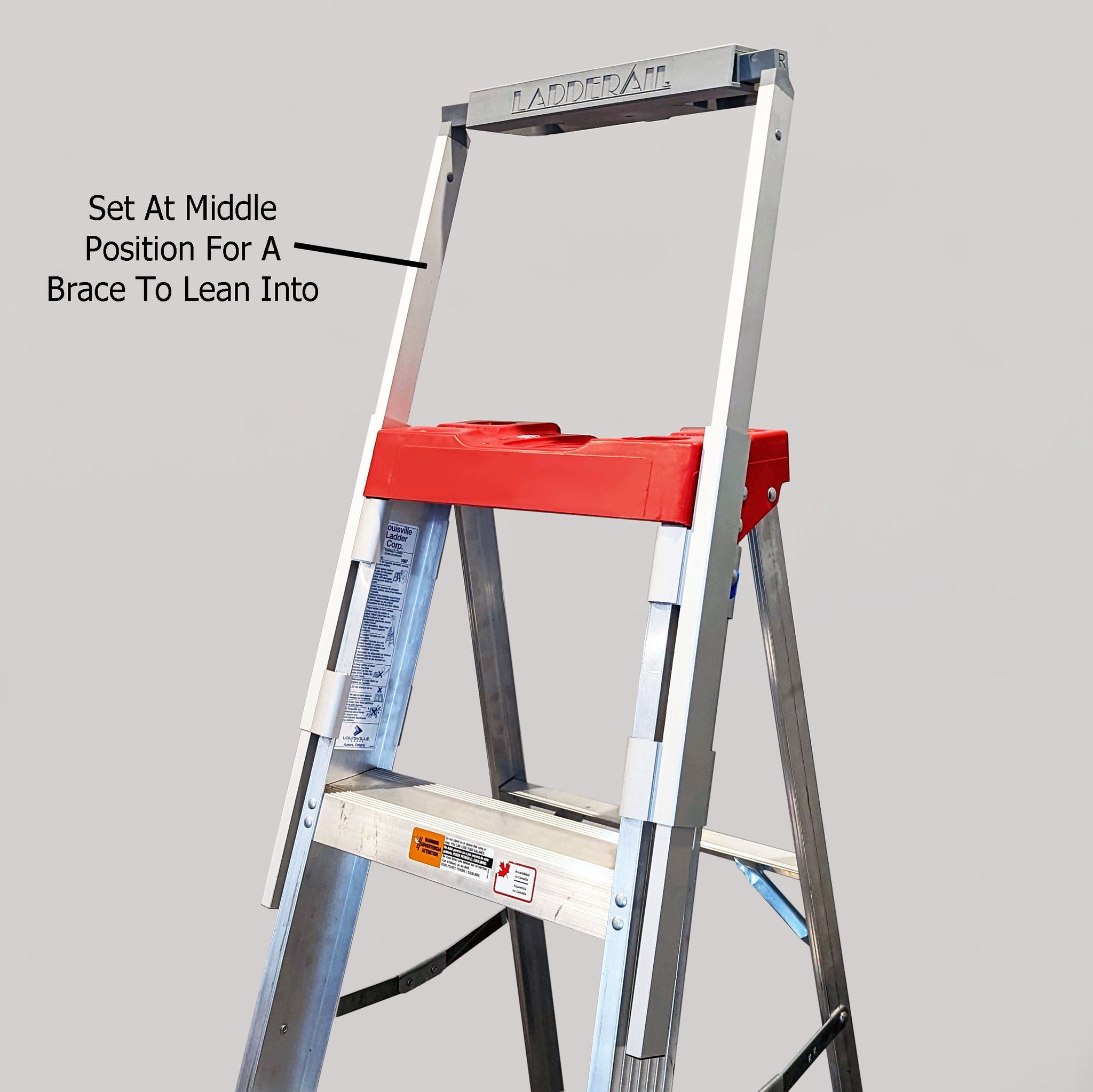 Step Ladders With Hand Rails Lockable LADDERAIL™ - Universal A-Frame Step Ladder Safety Handrail Attachment