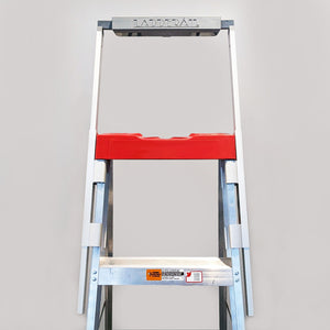 LADDERAIL - Universal A-Frame Aframe Step Steps Ladder Safety Handrail Handrails Hand Rail Side Rails Attachment Accessories Accessory New With Ladders Little Giant Grab Canadian Tire Home Depot Lowes Safety Safest Sale Safe Best Amazon Tool Tray Standoff Stabilizer Semi-platform Aftermarket Beam Brace Bracket CBC Dragons Den Extender Extension Folding A Frame Innovative Innovation Platform Retrofit System Systems 051497308384